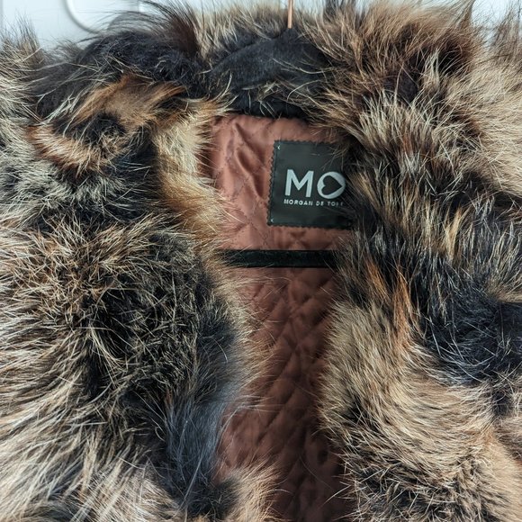 Real Fox Fur Trim Quilted Leather Biker Jacket - Picture 4 of 11